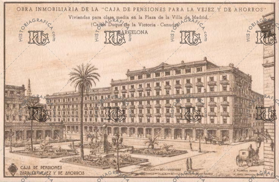Dibujo de la plaza de la Vila de Madrid. Ref: MZ01573