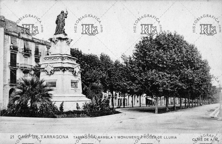 Tarragona Rambla y monumento a Roger de Lluria. Ref: JB00021