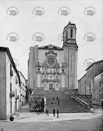 Fachada y escalinata de la catedral de Girona. Ref: MZ00784
