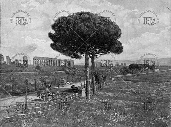 Via Apia y acueducto de Claudio en Roma. Ref: MZ02533