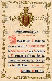 Postal conmemorativa de las fiestas de Solidaridad Catalana. Ref: LL00667