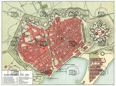 Plano de Barcelona en 1854. Ref: 5000826