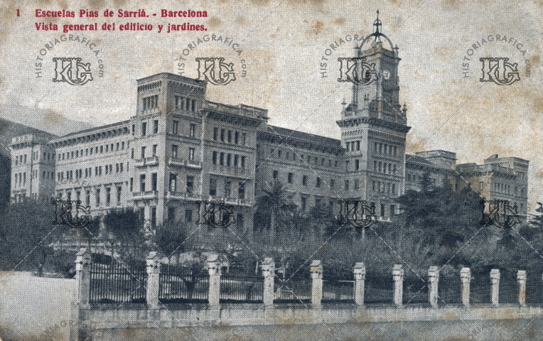 Escuelas Pías de Sarrià. Vista general del edificio y jardines. Ref: MZ01102