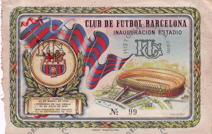 Fútbol Club Barcelona. Entrada inauguración del estadio. Ref: FR00014