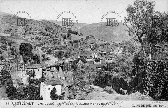 Castellbó. Vista de la población y cruz de término. Ref: JB00039
